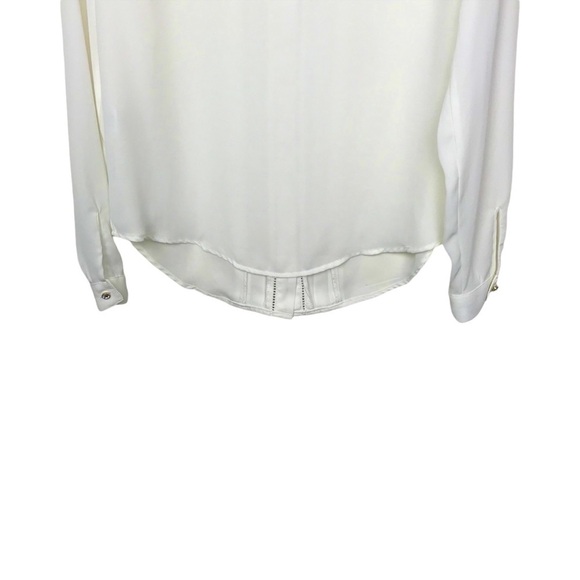 Dana Buchman Ivory Long Sleeve collarless Button Up Blouse Size 4 - Picture 6 of 10